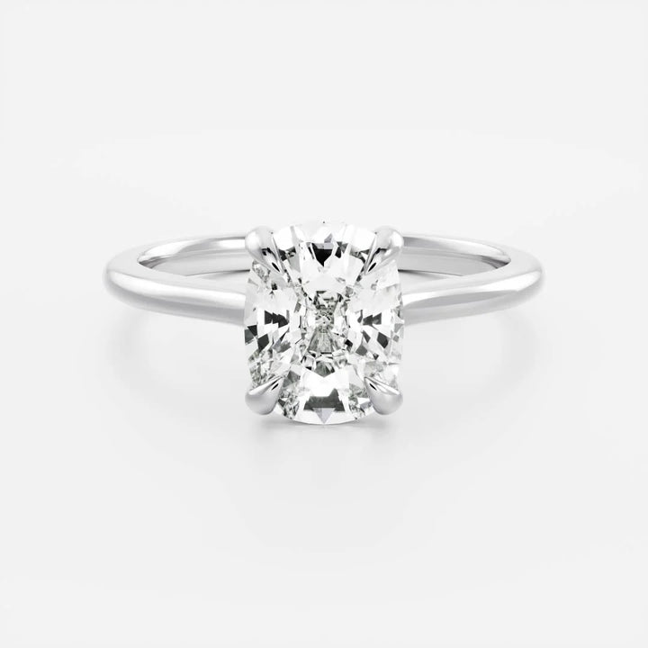1 carat cushion diamond cathedral solitaire ring lab grown IGI USA
