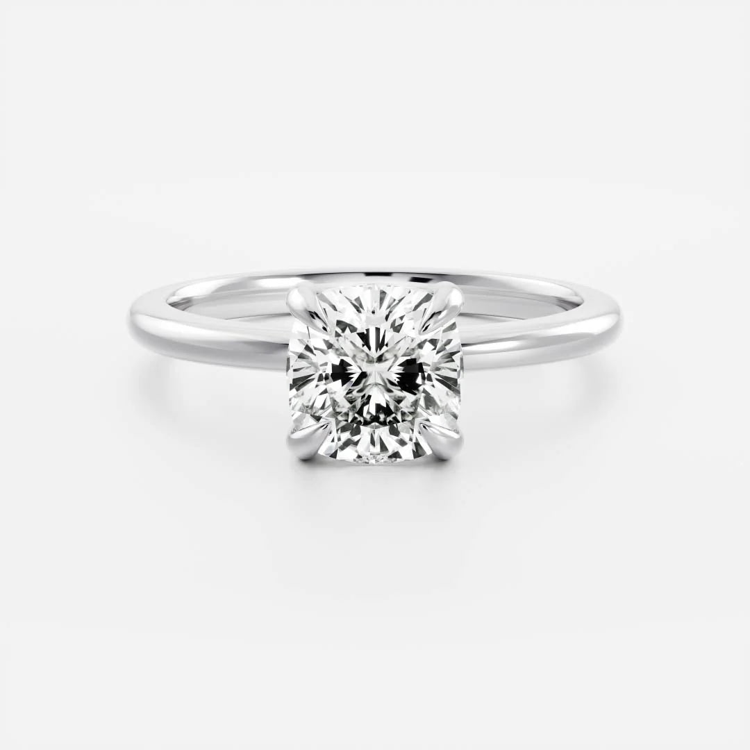 1 carat cushion diamond solitaire ring lab grown IGI certified USA