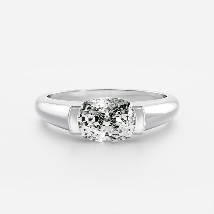 cushion half bezel engagement ring modern signet style lab diamond USA 1ct