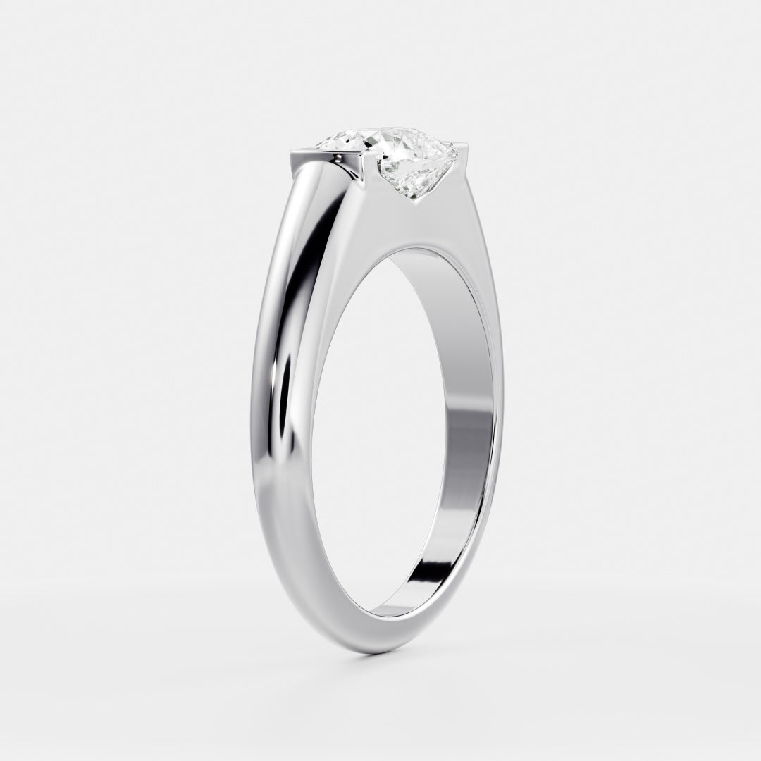 minimalist cushion half bezel signet ring IGI lab grown diamond USA