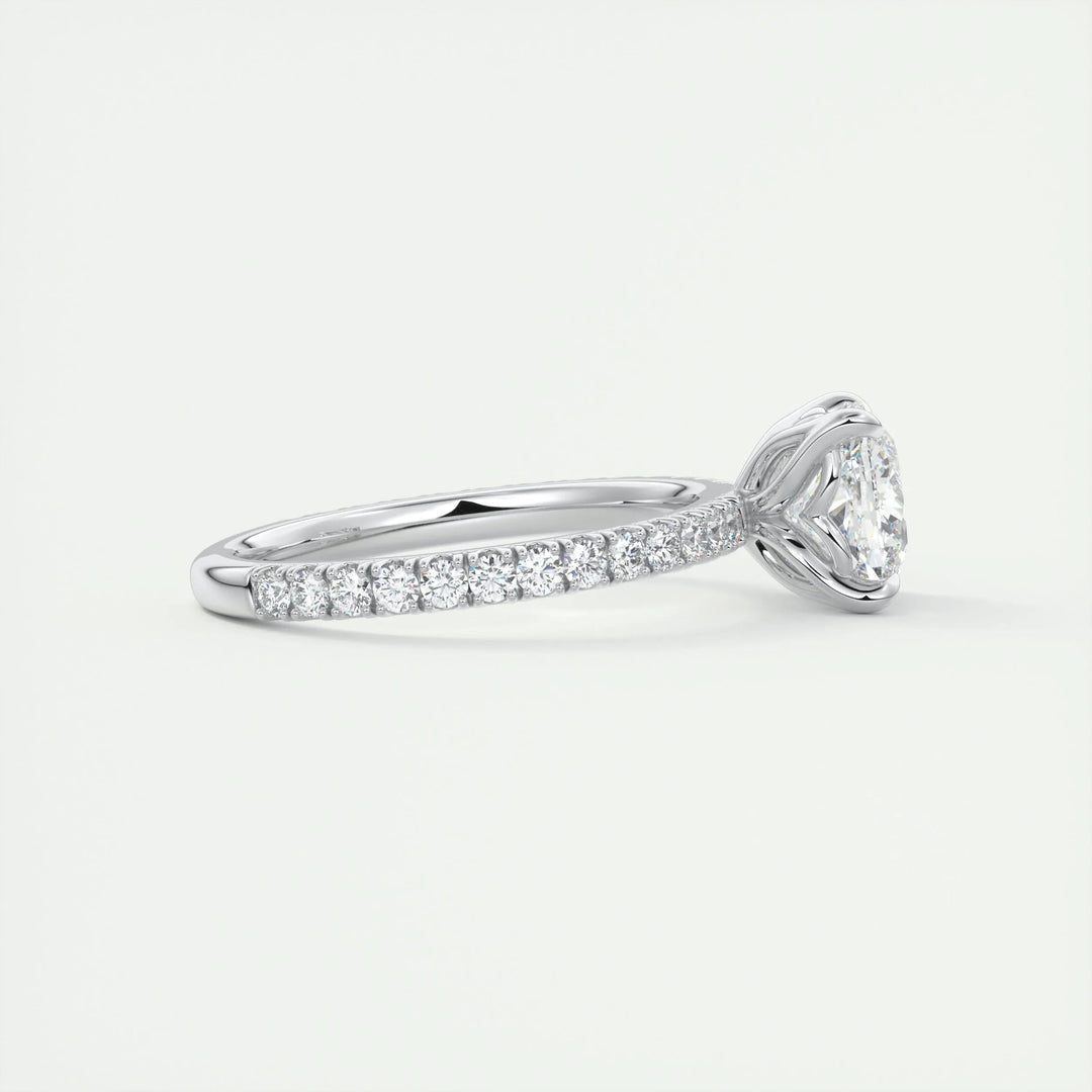 cushion engagement ring with pavé band lab diamond USA