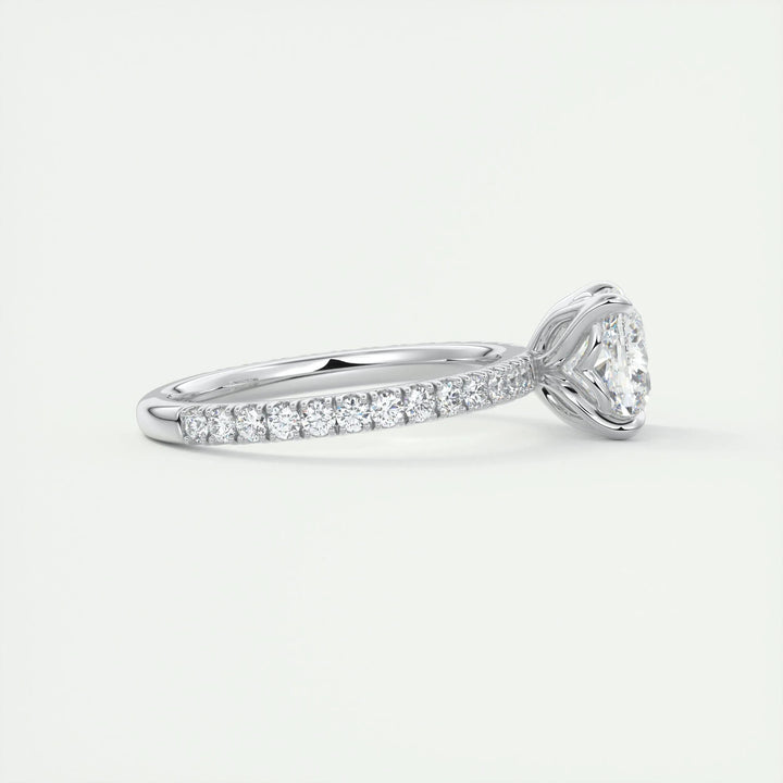 cushion engagement ring with pavé band lab diamond USA