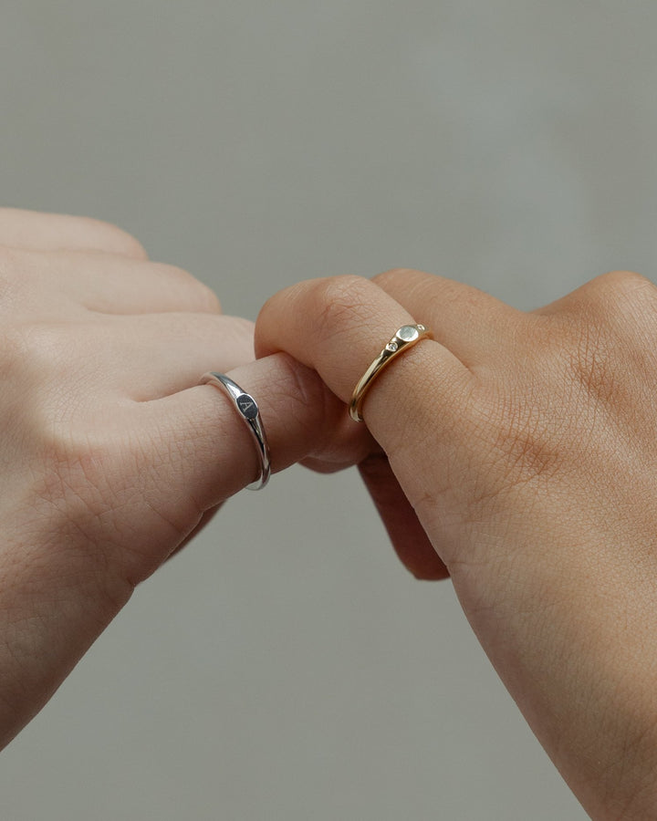 Custom Initial Signet Wedding Band For Couple