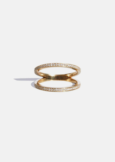 Round Pave Double Band Lab Grown Diamond Wedding Band