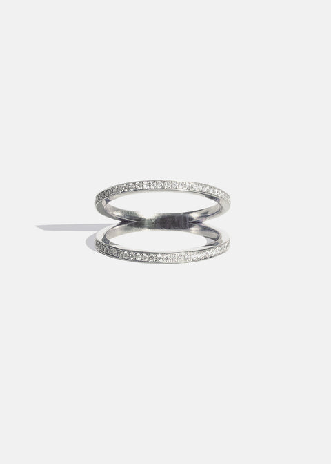 Round Pave Double Band Lab Grown Diamond Wedding Band