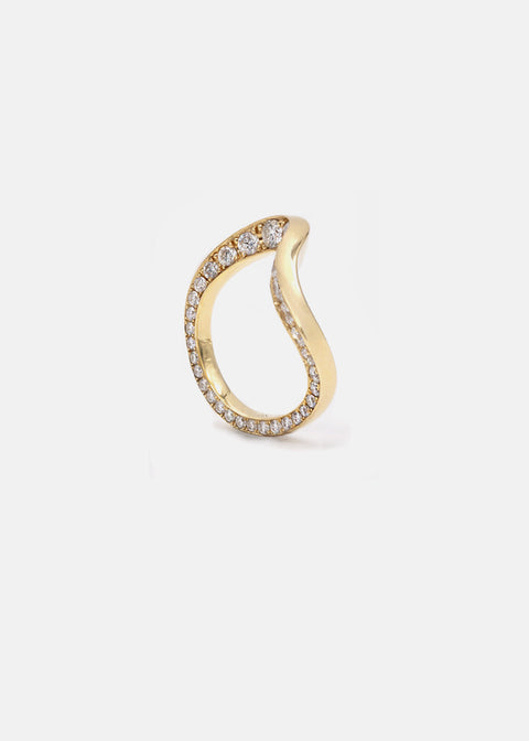 Round Unique Curved Lab Grown Diamond Wedding Band