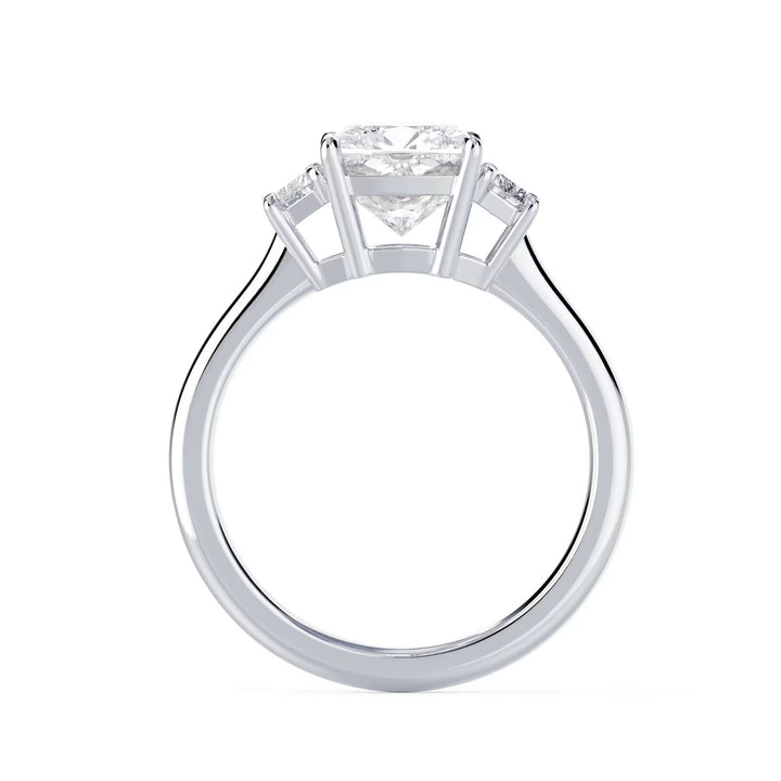 1.50CT Elongated Cushion E/VS2 Lab Grown Diamond Three Stone Engagement Rings