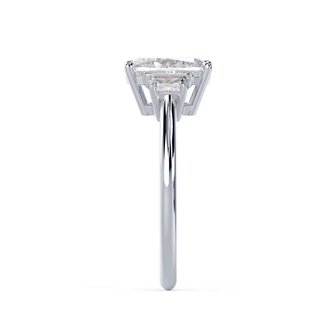 1.50CT Elongated Cushion E/VS2 Lab Grown Diamond Three Stone Engagement Rings