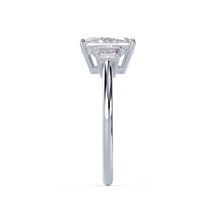 1.50CT Elongated Cushion E/VS2 Lab Grown Diamond Three Stone Engagement Rings