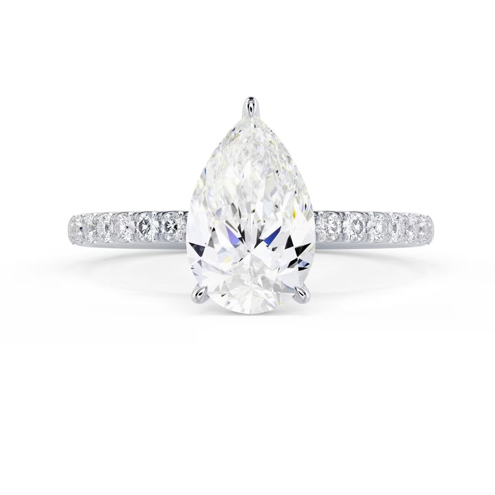 1.50CT Pear E/VS1 Lab Grown Diamond Pave Engagement Ring