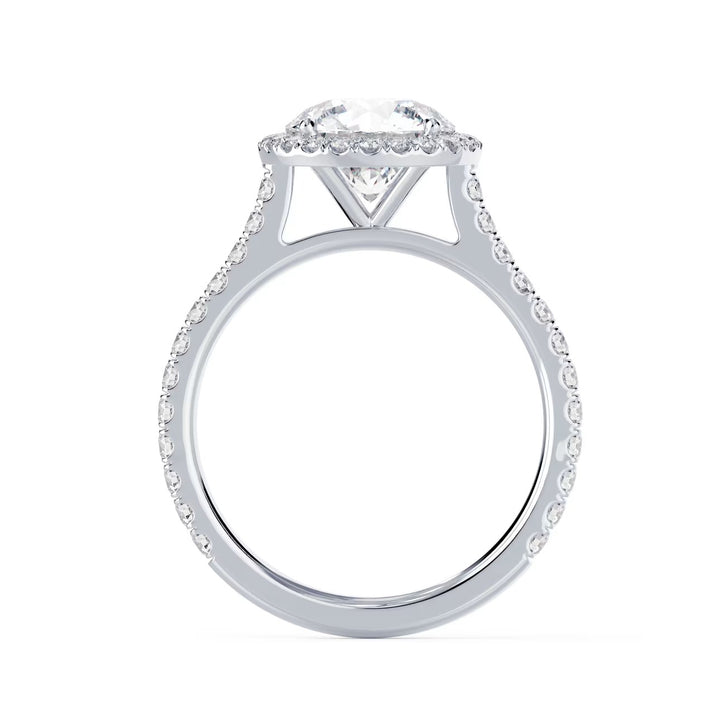 1.50CT Round Cut E/VS2 Lab Grown Diamond Halo cathedral Pave Engagement Ring