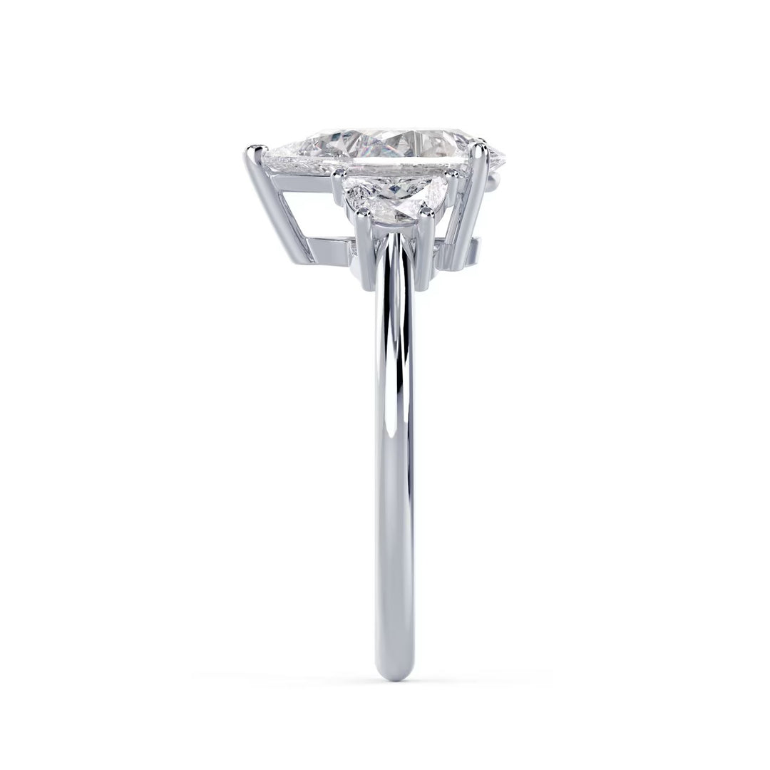1.50CT Pear Cut E/VS1 Lab Grown Diamond Three Stone Engagement Rings