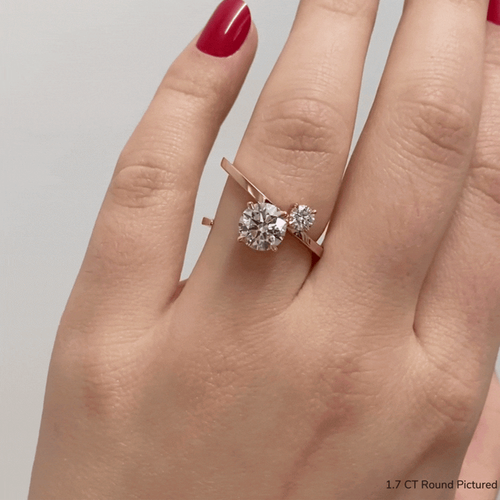 1.0ct Round Cut Diamond Slant Unique Engagement Ring