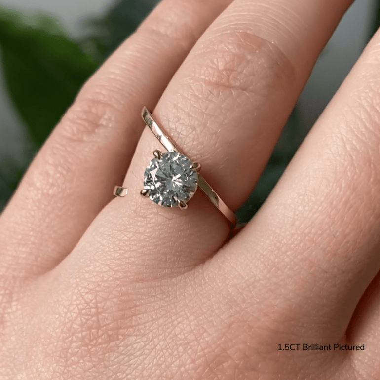 1.50ct Round Cut Diamond Slant Unique Engagement Ring