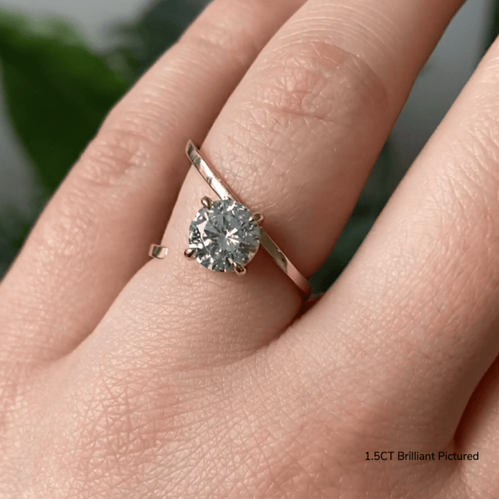 1.50ct Round Cut Diamond Slant Unique Engagement Ring