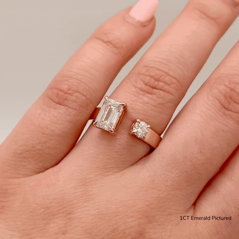 1.0ct Emerald F/VS1 Lab Grown Diamond Antique Engagement Ring