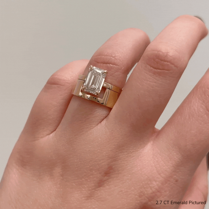 2.0ct Emerald Cut Diamond Unique Engagement Ring With Cigar Band