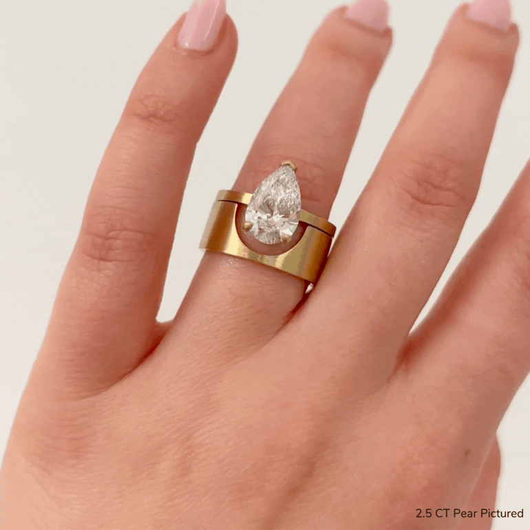 2.50ct Pear Cut Diamond Unique Engagement Ring With Cigar Band