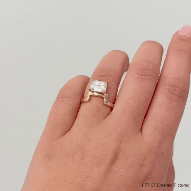 1.50ct Emerald Cut Diamond Notch Unique Engagement Ring