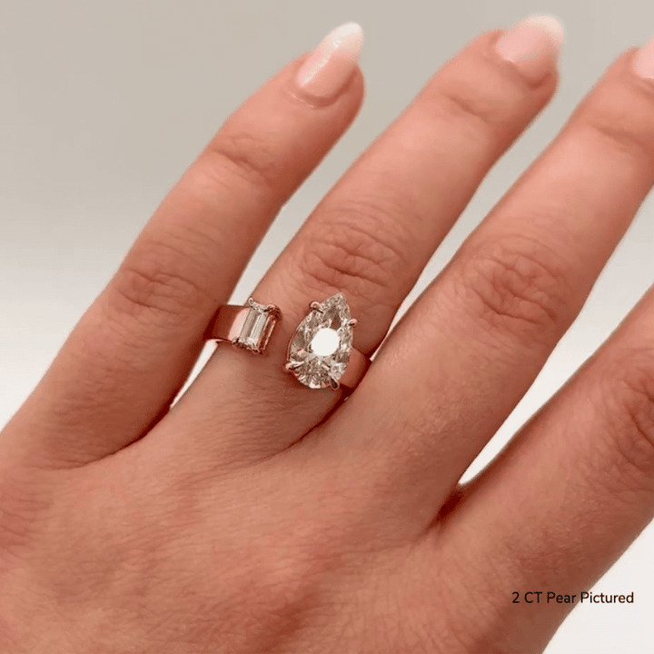 1.0ct Pear F/VS1 CVD Diamond Unique Band Engagement Ring