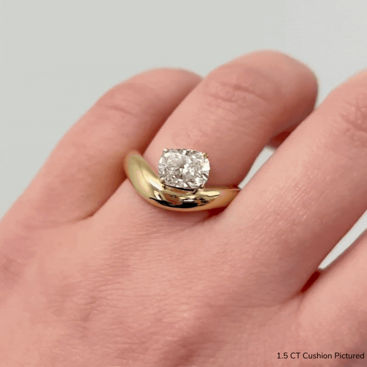 1.0ct Cushion Cut East West Diamond Unique Curved Engagement Ring