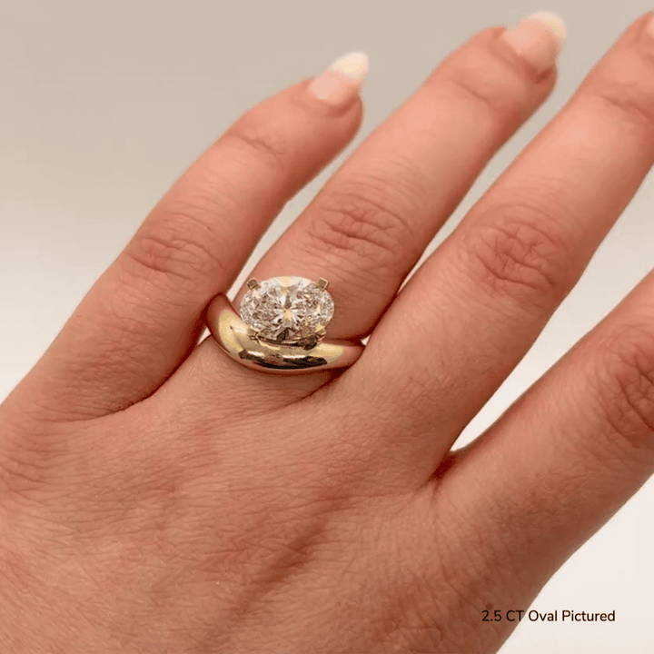 1.0ct Oval Cut East West Diamond Unique Curved Engagement Ring