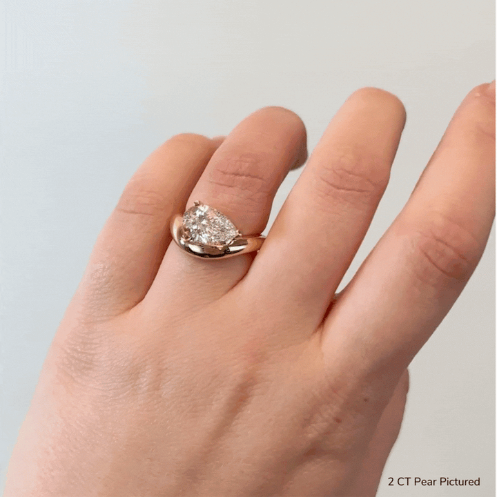 1.0ct Pear Cut East West Diamond Unique Curved Engagement Ring