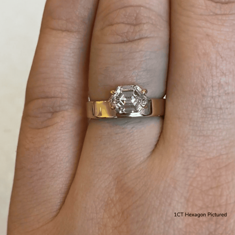 1.0ct Elongated Hexagon East West SolitaireF/VS1 Lab Grown Diamond Engagement Ring