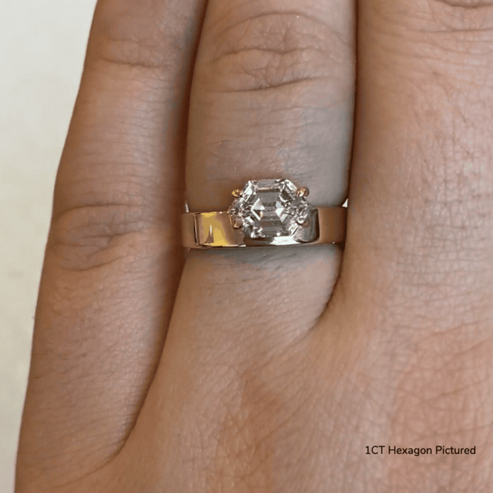 1.0ct Elongated Hexagon East West SolitaireF/VS1 Lab Grown Diamond Engagement Ring