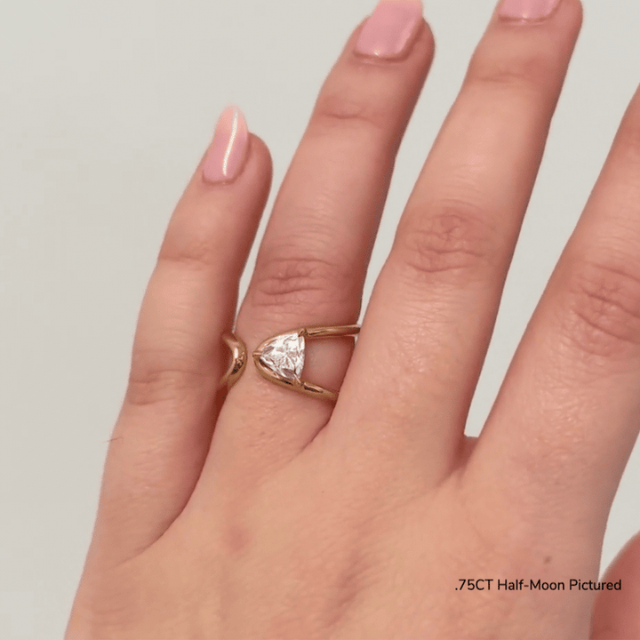 0.75ct Half-Moon Cut Diamond Wrap Unique Engagement Ring