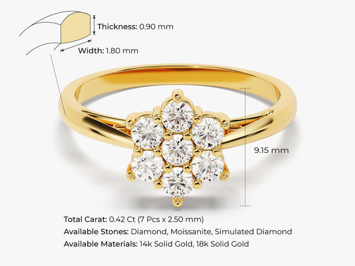 Round Lab Grown Floral Diamond Engagement Ring For Women