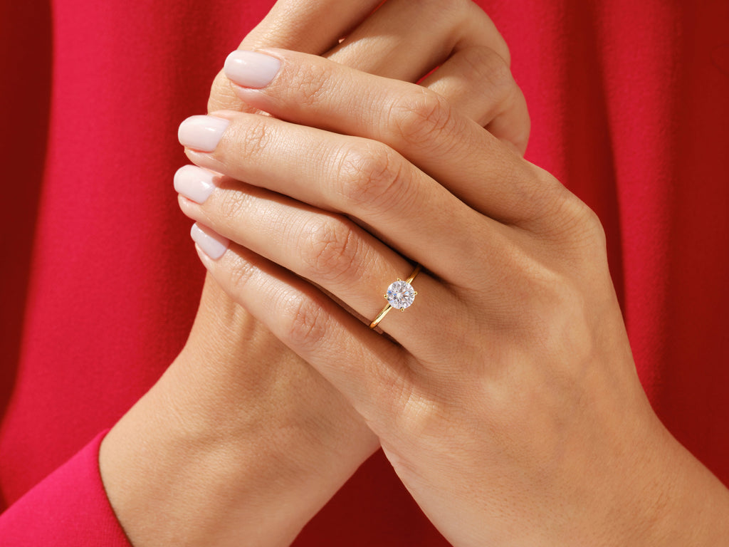 1.0CT Round Lab Grown Diamond Solitaire Engagement Ring For Her
