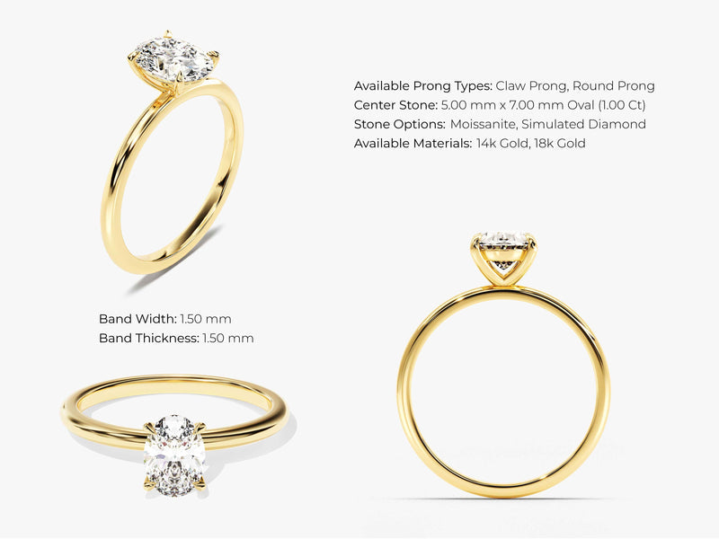 1.0CT Oval IGI Certified Lab Grown Diamond Solitaire Engagement Ring For Women
