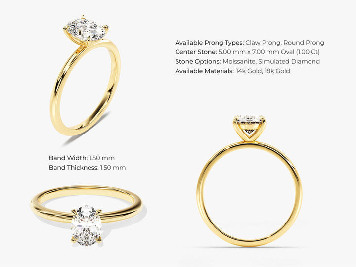 1.0CT Oval IGI Certified Lab Grown Diamond Solitaire Engagement Ring For Women
