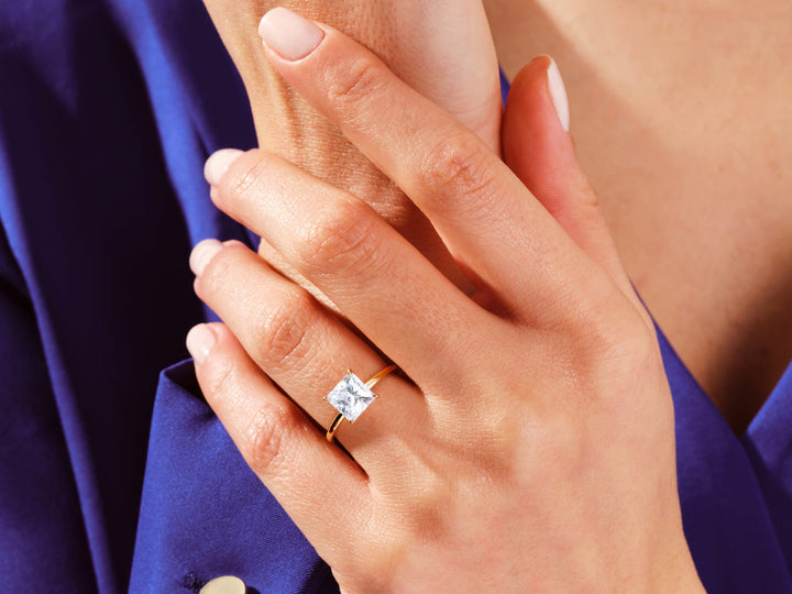 2.0CT Princess Cut Solitaire Lab Grown Diamond Engagement Ring For Her