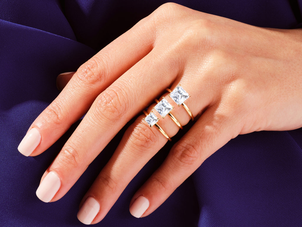 2.0CT Princess Cut Solitaire Lab Grown Diamond Engagement Ring For Her