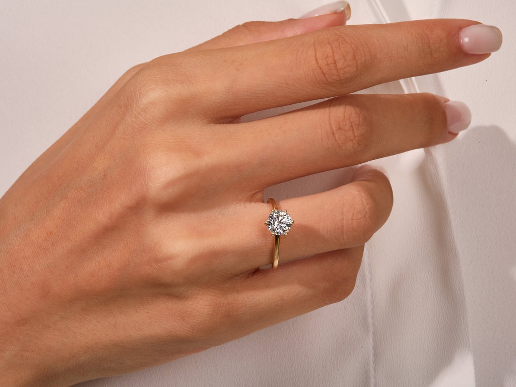 1.0CT Round Cut Six Prong Lab Grown Diamond Solitaire Engagement Ring For Her