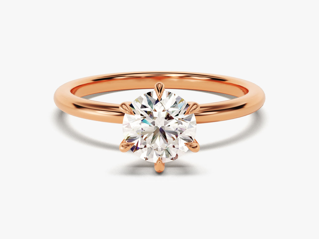 1.0CT Round Cut Six Prong Lab Grown Diamond Solitaire Engagement Ring For Her