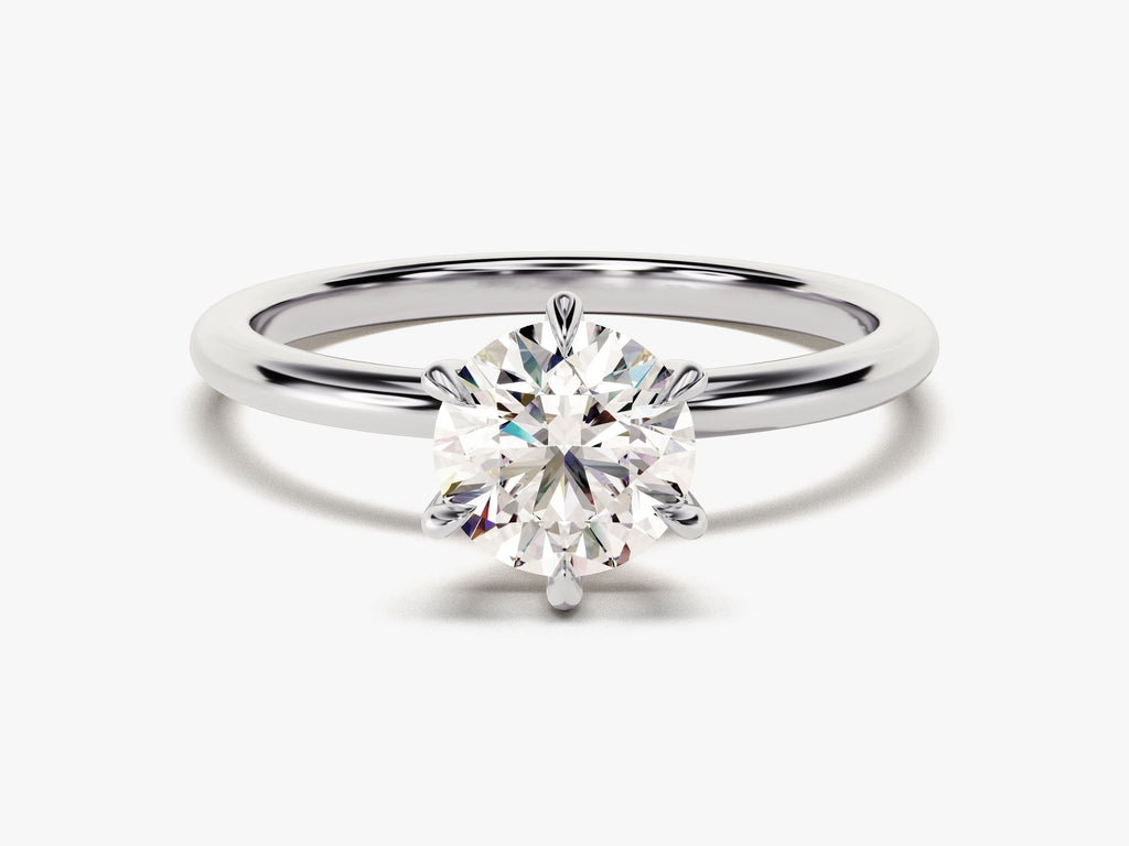 1.0CT Round Cut Six Prong Lab Grown Diamond Solitaire Engagement Ring For Her