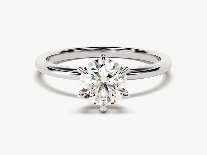 1.0CT Round Cut Six Prong Lab Grown Diamond Solitaire Engagement Ring For Her