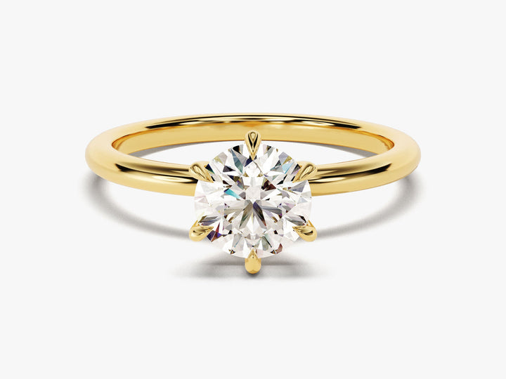 1.0CT Round Cut Six Prong Lab Grown Diamond Solitaire Engagement Ring For Her