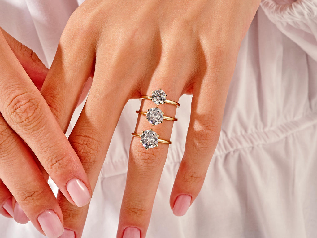 1.0CT Round Cut Six Prong Lab Grown Diamond Solitaire Engagement Ring For Her