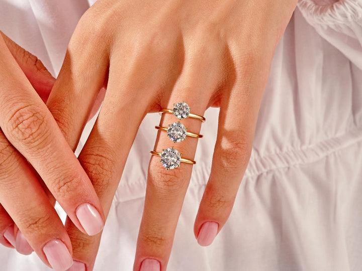1.0CT Round Cut Six Prong Lab Grown Diamond Solitaire Engagement Ring For Her