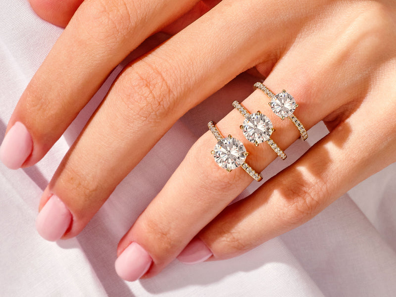 2.0CT Cathedral Round Cut Lab Grown Diamond Pave Engagement Ring For Women