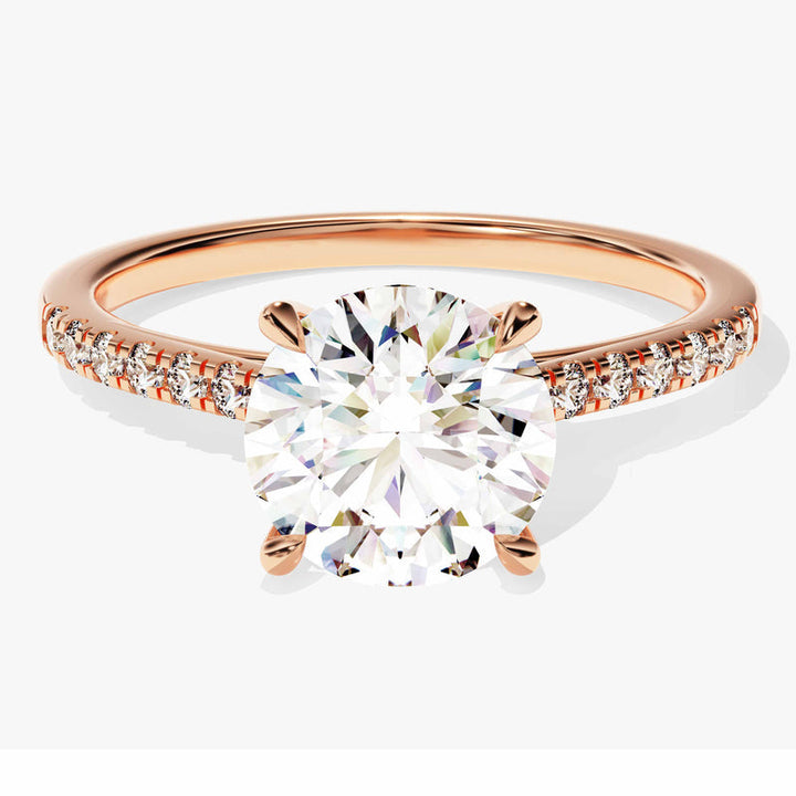 2.0CT Cathedral Round Cut Lab Grown Diamond Pave Engagement Ring For Women