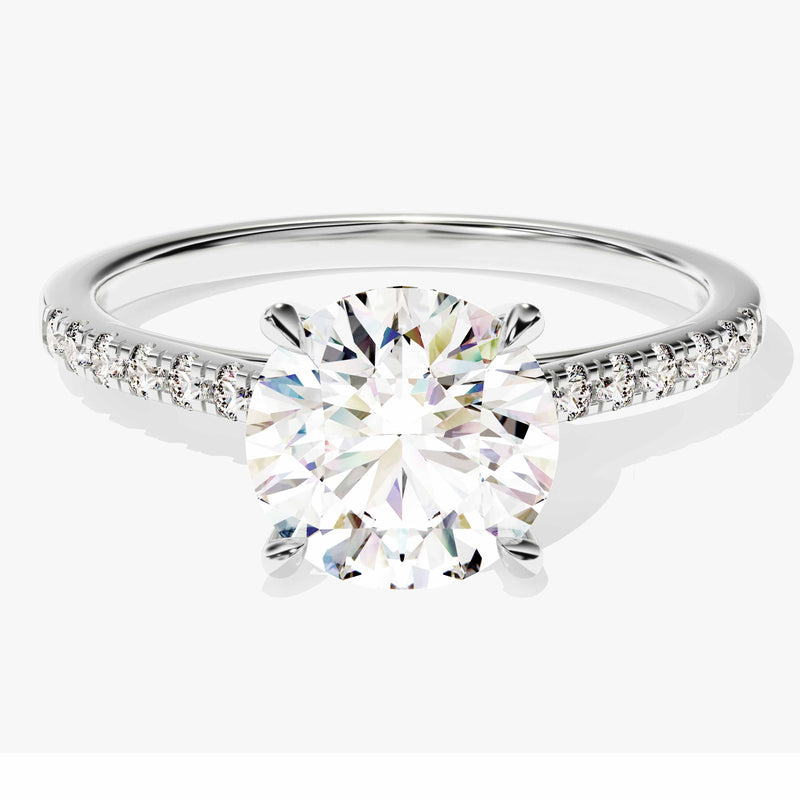 2.0CT Cathedral Round Cut Lab Grown Diamond Pave Engagement Ring For Women