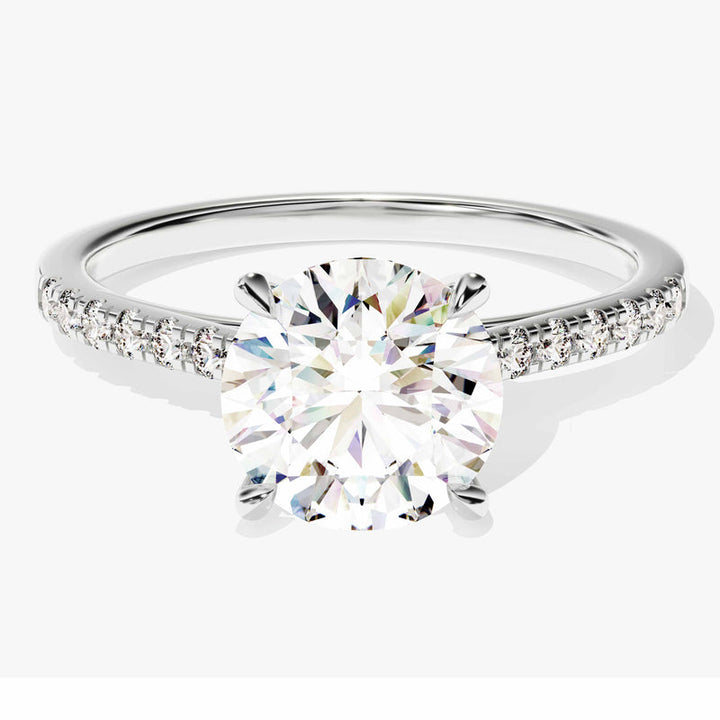 2.0CT Cathedral Round Cut Lab Grown Diamond Pave Engagement Ring For Women
