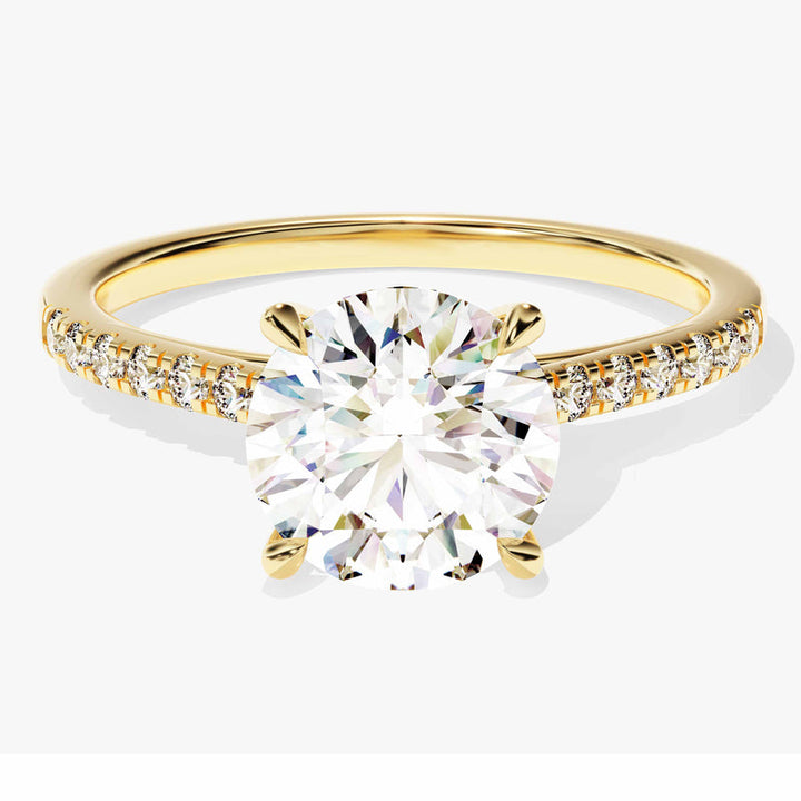 2.0CT Cathedral Round Cut Lab Grown Diamond Pave Engagement Ring For Women