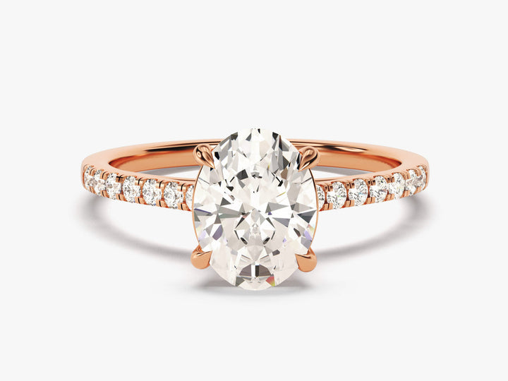 2.0CT Cathedral Oval Cut Lab Grown Diamond Pave Engagement Ring For Women