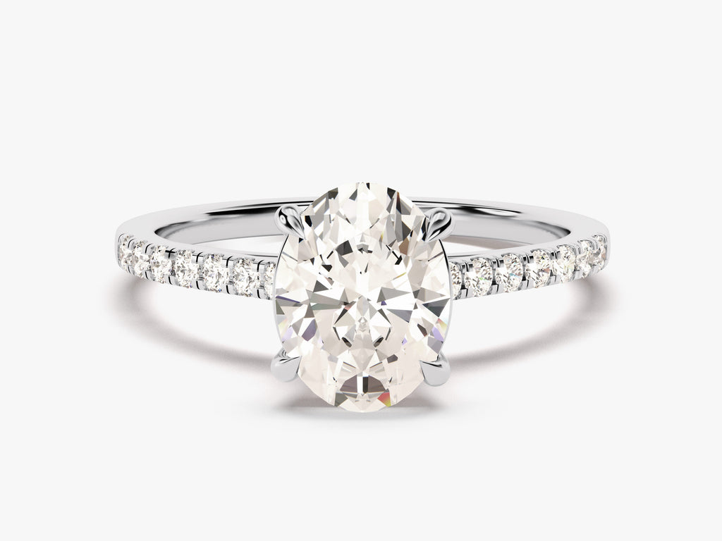 2.0CT Cathedral Oval Cut Lab Grown Diamond Pave Engagement Ring For Women